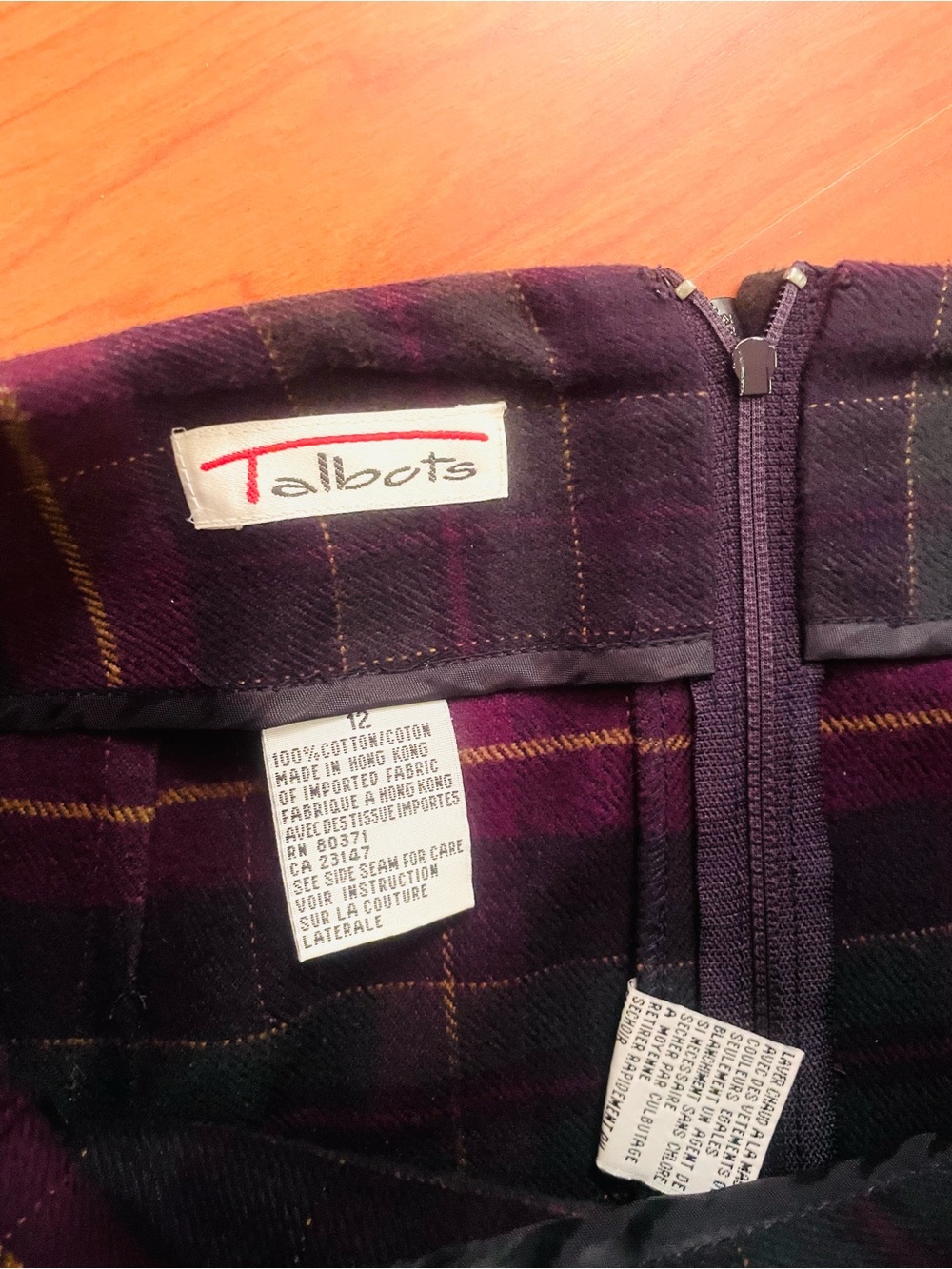VTG Talbots Long Faux Wrap Skirt Green Purple Plaid Flannel Maxi sz 12 - Picture 3 of 14